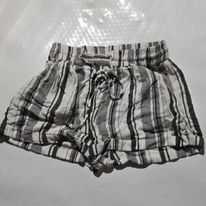 Angie Black & White Striped Drawstring Athletic Shorts